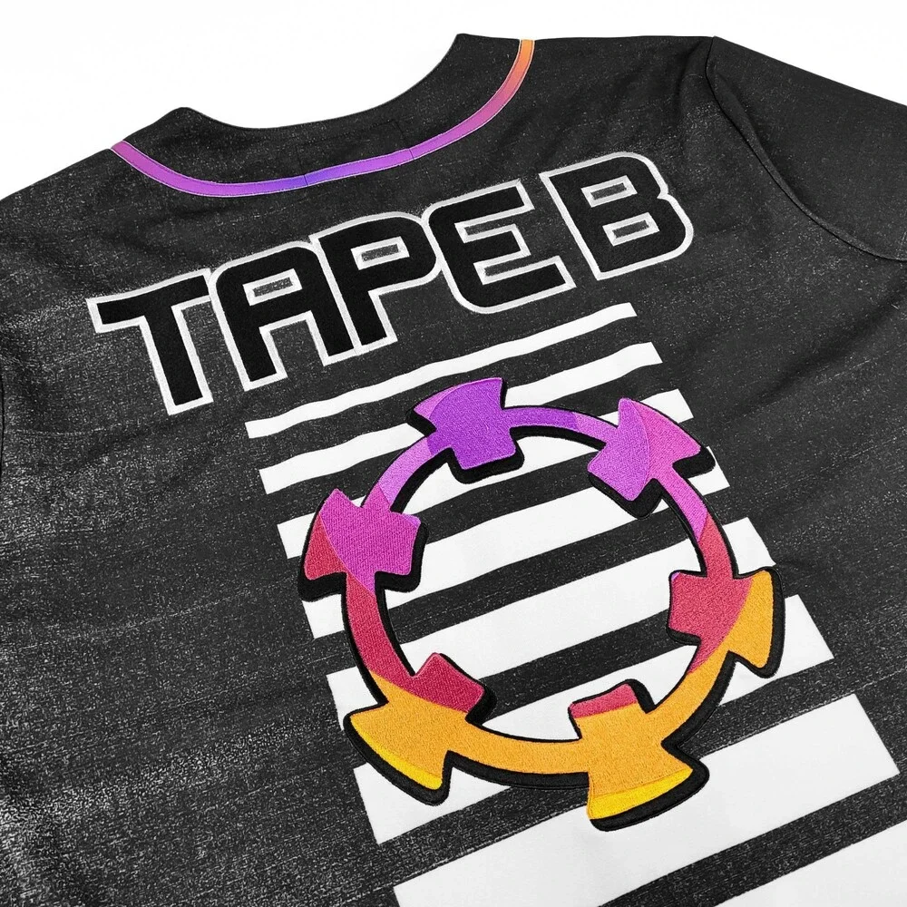 Tape B - High Energy Baseball Jersey Black Size Medium (M) EDM Rave